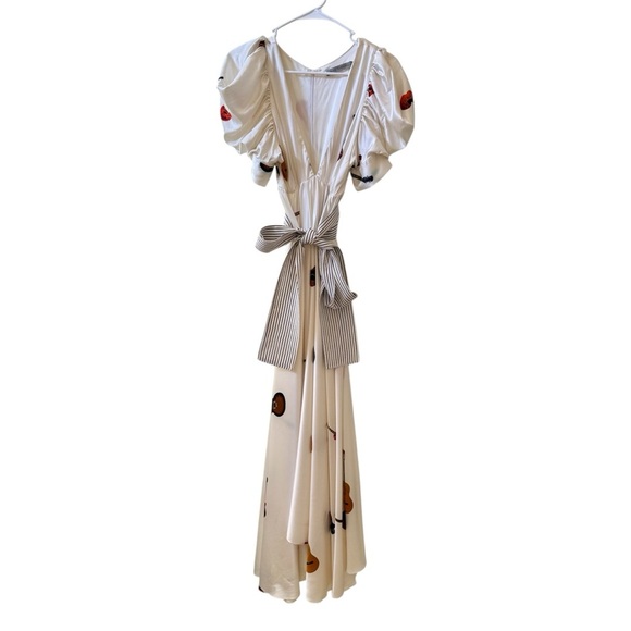 SILVIA TCHERASSI Tortoreto Guitar Silk Maxi Bow Dress White Sz XS - Picture 2 of 12